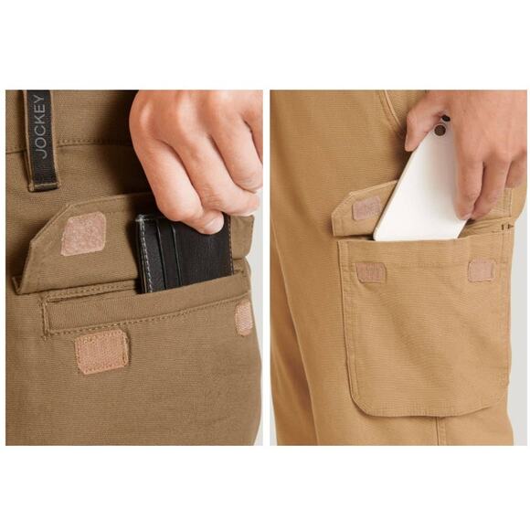 New NWT Jockey Outdoor Easy Fit Layering Pants Size 38 X 30 Tan Khaki - Picture 3 of 13